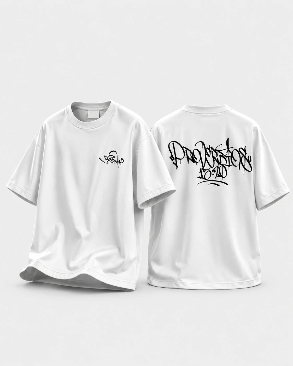 PROVÉRBIOS — Camiseta branca · Provérbios 16:20 sobre fundo cinza claro