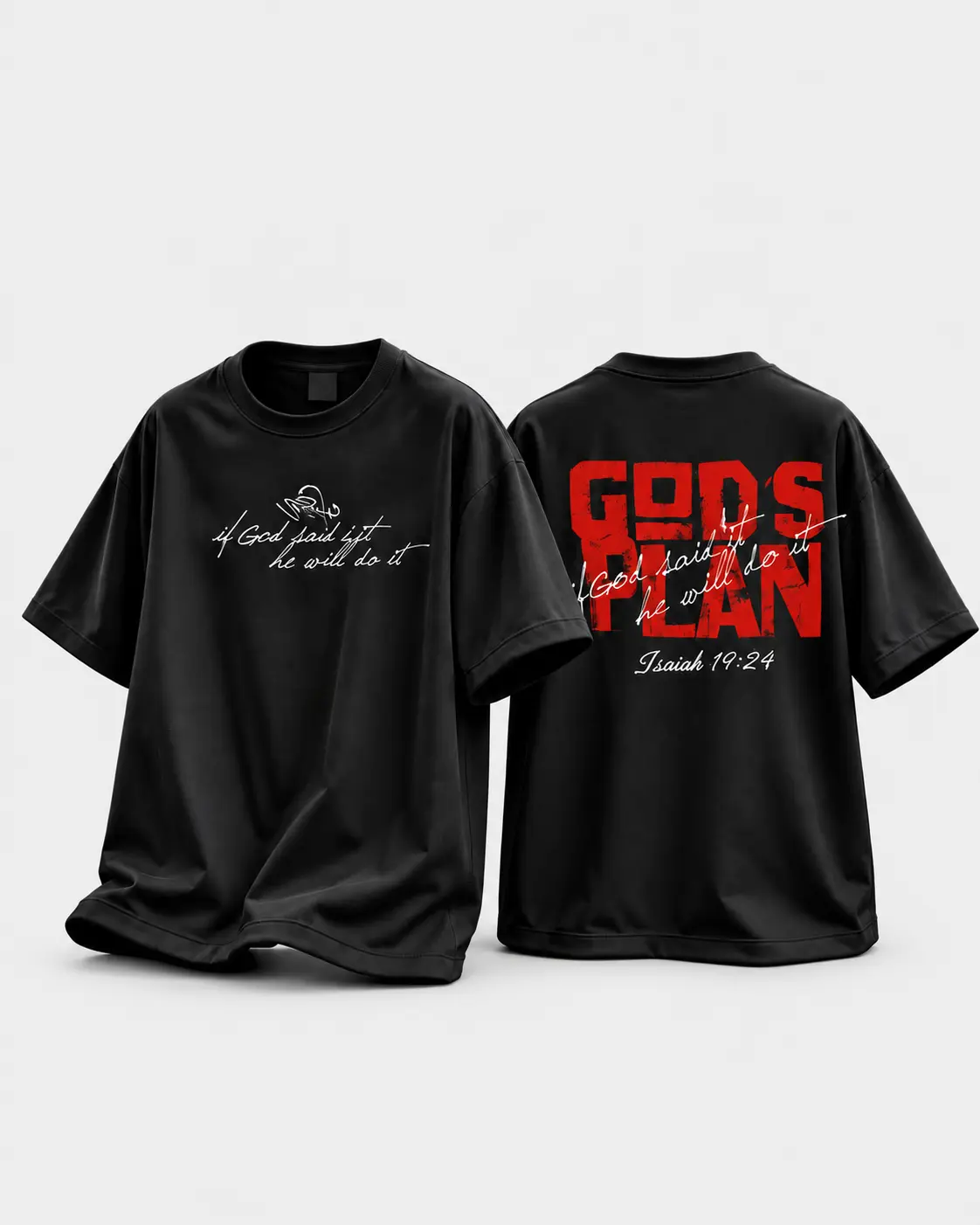 Camiseta preta GODS PLAN · frente e costas